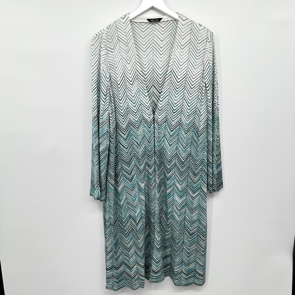 Misook Duster Jacket Cardigan Size L‎ XL Stretch Long Sleeve Boho Coastal Resort